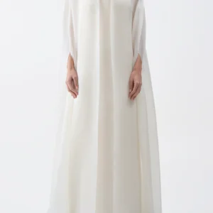 Rowena Sheer Cape in Ivory Silk Organza