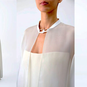 Rowena Sheer Cape in Ivory Silk Organza