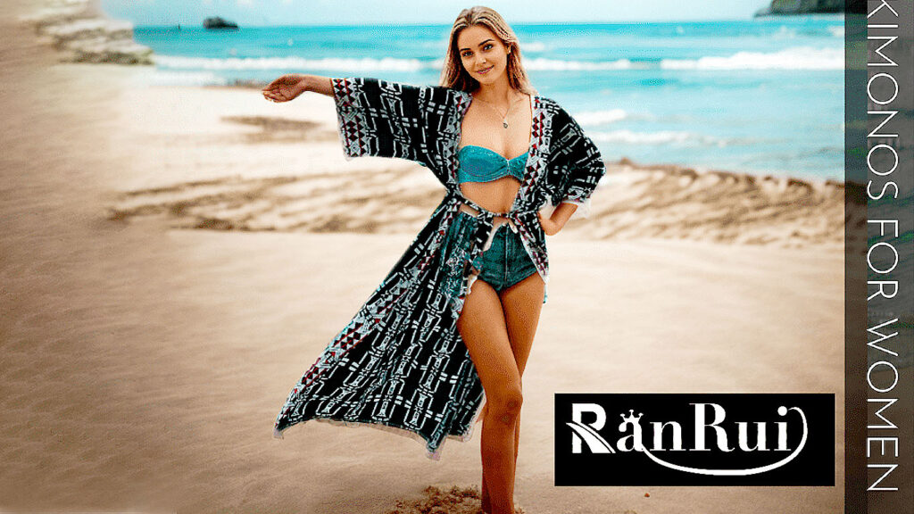 Checked beach kimono cover ups for Women