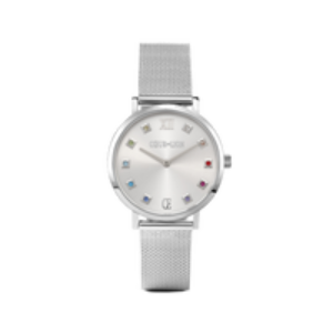 Watch Round Silver Sunray Milanese Stainless Steel